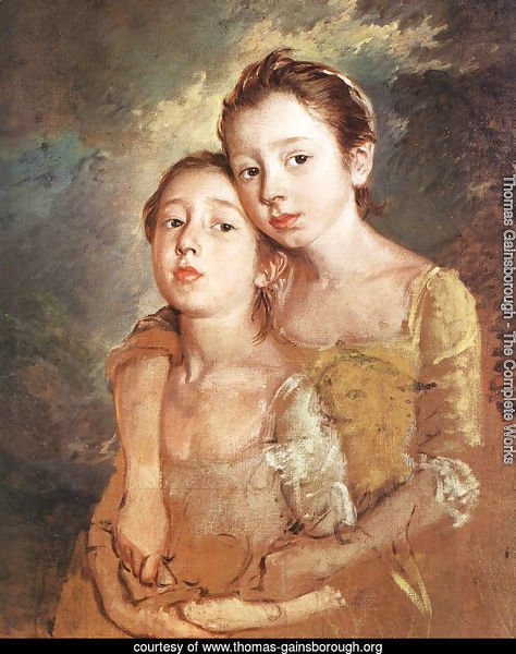 Artist's daughters with a cat