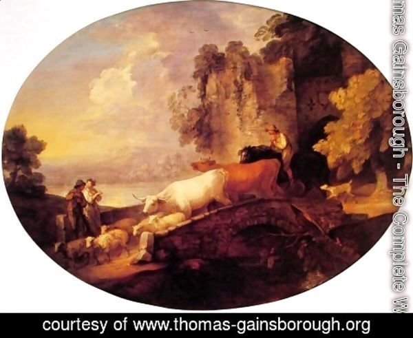 Thomas Gainsborough - River Landscape with Rustic Lovers