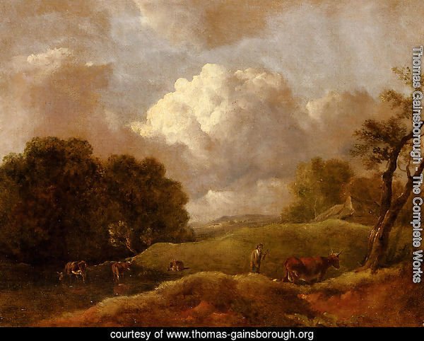 An Extensive Landscape With Cattle And A Drover