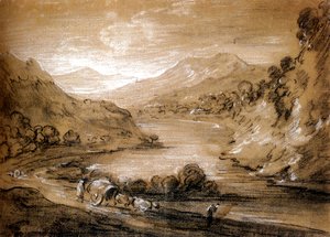 Thomas Gainsborough - Mountainous Landscape With Cart And Figures