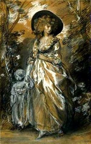 Thomas Gainsborough - A Lady Walking in a Garden with a Child