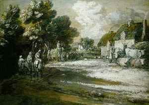 Travellers Passing a Village