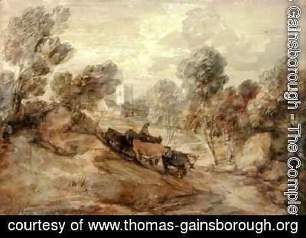 Thomas Gainsborough - A Herdsman with Cattle on the Outskirts of a Village