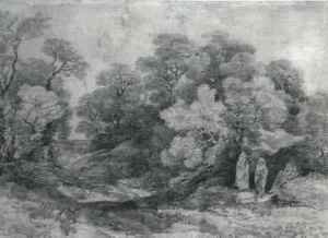 Landscape with figures gathering wood