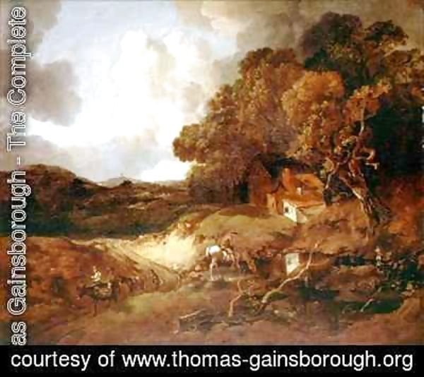 Thomas Gainsborough - Extensive wooded landscape with peasants on a path