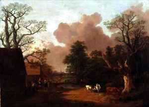 A Landscape with Figures Farm Buildings and a Milkmaid