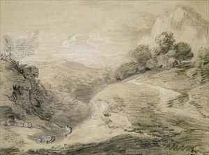 A Hilly Landscape with Shepherd and Sheep