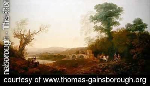 Thomas Gainsborough - A River Landscape with Travellers Resting on the Edge of a Wood