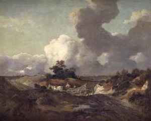 Thomas Gainsborough - An open landscape in Suffolk with a waggon on a track