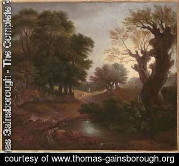Thomas Gainsborough - Wooded Landscape with Drover and Cattle and Milkmaids