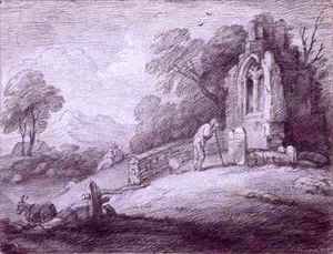 Thomas Gainsborough - Churchyard with Figure Contemplating Tombstone