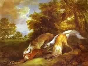 Thomas Gainsborough - Dogs Chasing A Fox 1784-1785