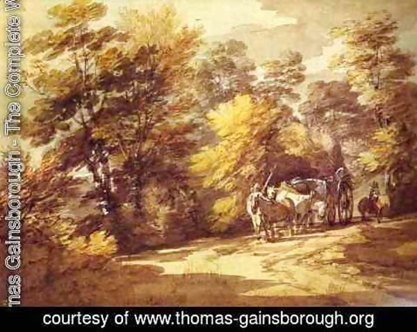 Thomas Gainsborough - Wooded Landscape With A Waggon In The Shade 1760s