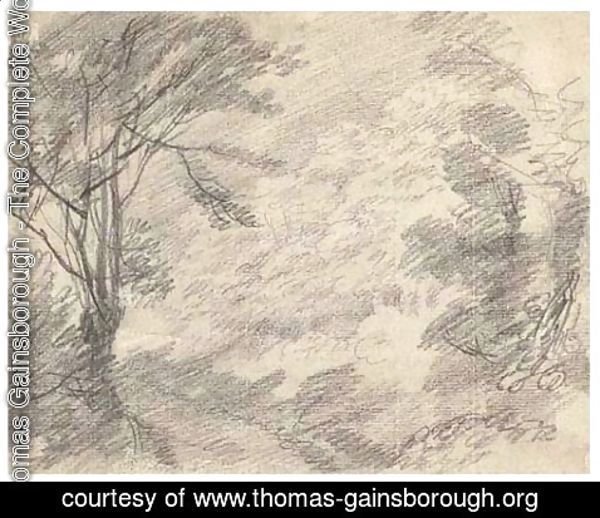 Thomas Gainsborough - A road through a wood with hilly ground to the right