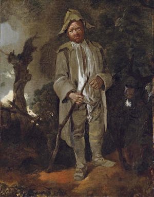 Thomas Gainsborough - An old peasant with a donkey in a wooded landscape