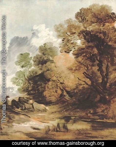 Thomas Gainsborough - Wooded landscape with a herdsman driving cattle towards a pool