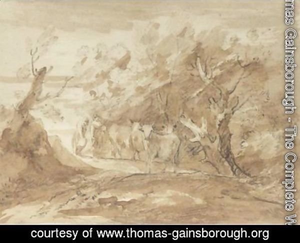 Thomas Gainsborough - Milkmaids With Cattle On A Country Track