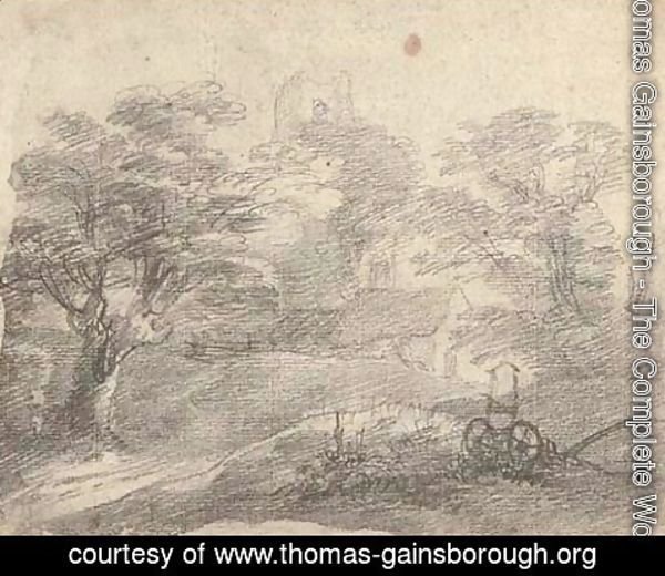 Thomas Gainsborough - A wooded landscape with church and house