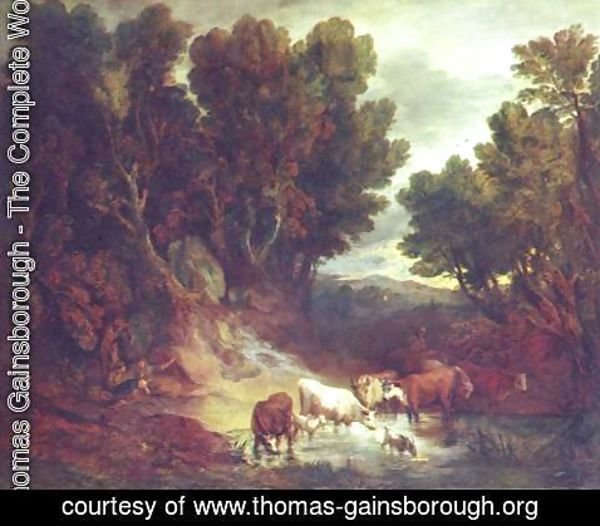 Thomas Gainsborough - A Wooded Landscape with Drinking Animals