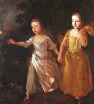 The Painter's Daughters Chasing a Butterfly 1755-56
