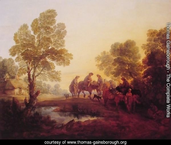 Evening Landscape - Peasants and Mounted Figures