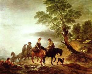 Thomas Gainsborough - Open Landscape with Mounted Peasants