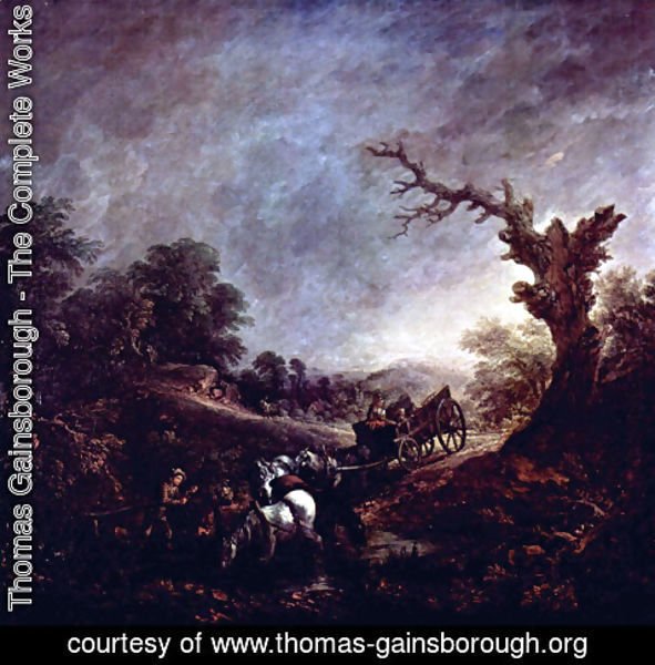 Thomas Gainsborough - Sunset, Carthorses Drinking at a Stream