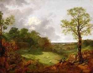 Wooded Landscape with a Cottage Sheep and a Reclining Shepherd