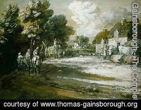 Thomas Gainsborough - Travellers Passing a Village