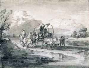 Thomas Gainsborough - Open Landscape with Herdsman and Covered Cart