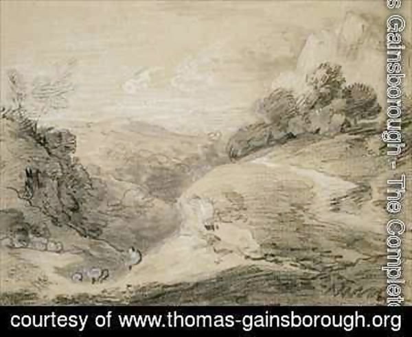 Thomas Gainsborough - A Hilly Landscape with Shepherd and Sheep
