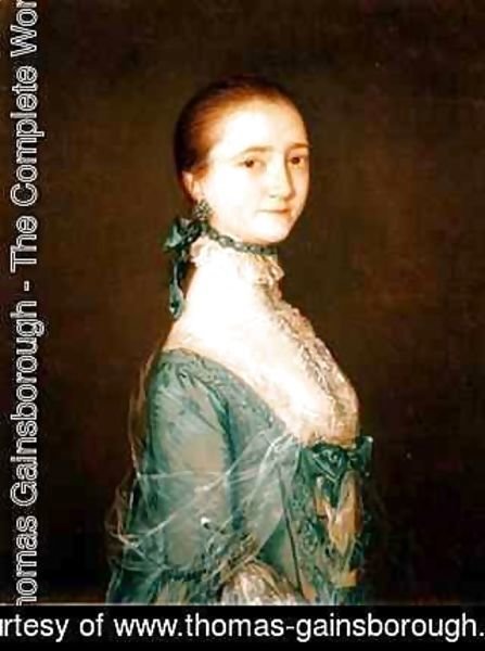 Elizabeth wife of Richard Colville in a blue dress