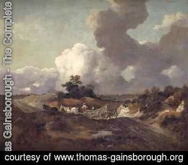 Thomas Gainsborough - An open landscape in Suffolk with a waggon on a track
