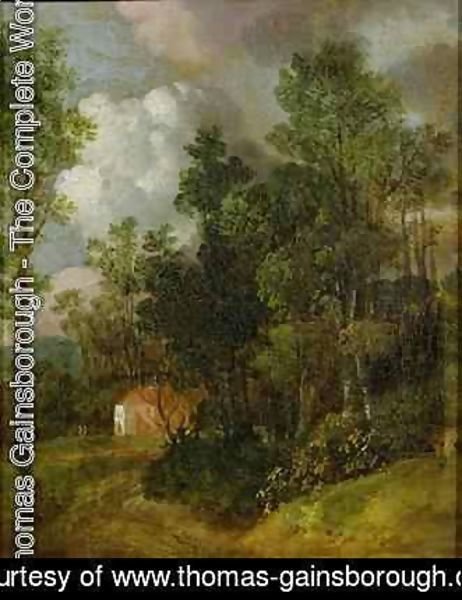 Thomas Gainsborough - Wooded Landscape with Country House and Two Figures