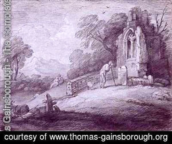 Thomas Gainsborough - Churchyard with Figure Contemplating Tombstone