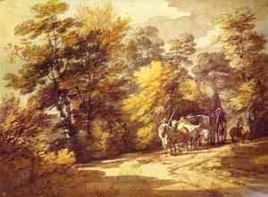 Thomas Gainsborough - Wooded Landscape With A Waggon In The Shade 1760s