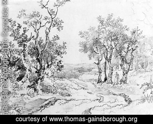 Thomas Gainsborough - A country track in a wooded landscape