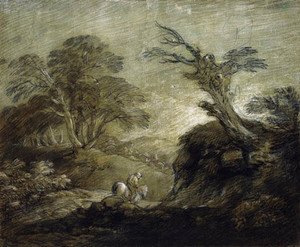 Thomas Gainsborough - A horseman on a track in a wooded landscape