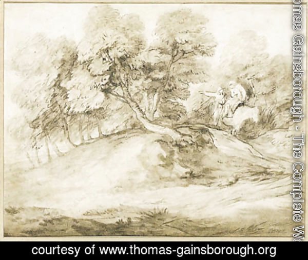 Thomas Gainsborough - Travellers on a track in a landscape