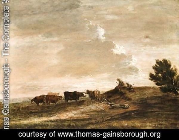 Thomas Gainsborough - Open Landscape With Rustics And Cattle