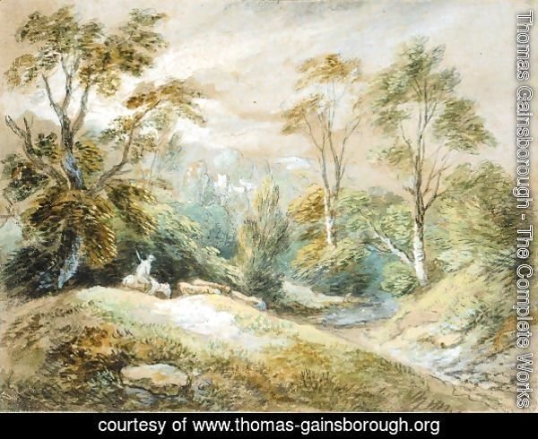 A Wooded Landscape With Herdsman And Cattle