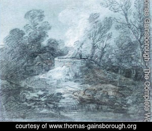 Thomas Gainsborough - Wooded Landscape With Figure, Lime Kiln And Farm Building