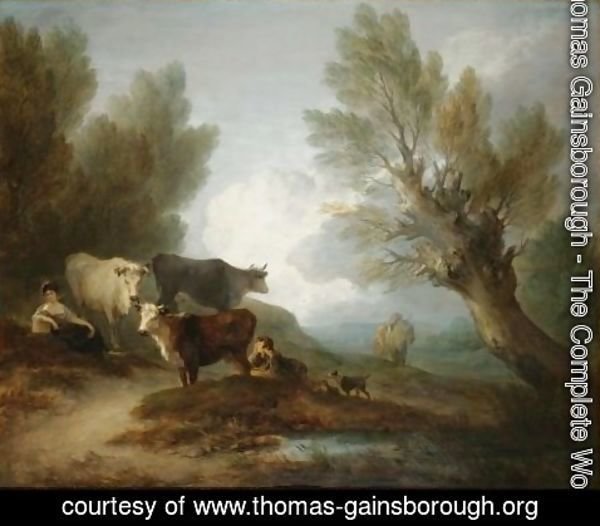 Thomas Gainsborough - Landscape With Cattle, A Young Man Courting A Milkmaid
