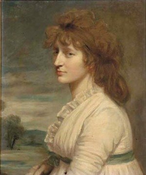 Portrait of a lady, quarter-length, in a white dress