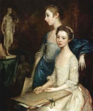 Thomas Gainsborough - Portrait of Molly and Peggy with drawing tools