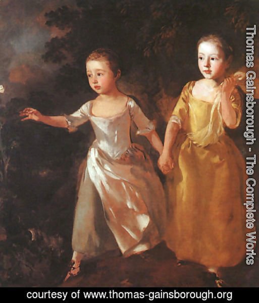 Thomas Gainsborough - The Painter's Daughters Chasing a Butterfly 1755-56